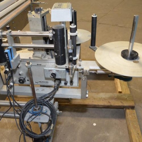 Quadrel Model Q10 Wrap Around Conveyorized Pressure Sensitive Labeler