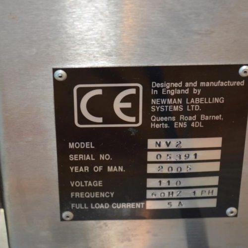 Newman Model NV2 S/S Wrap Around 140 CPM Pressure Sensitive Labeler