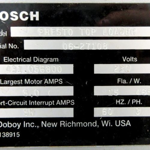 Bosch Doboy Presto Robotic 400 PPM Top Load Tray Packer