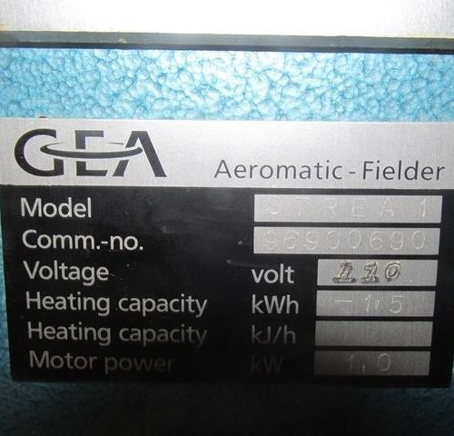 GEA Aeromatic Fielder Model STREA1 200 g – 2 kg Capacity Laboratory Fluid Bed Dryer