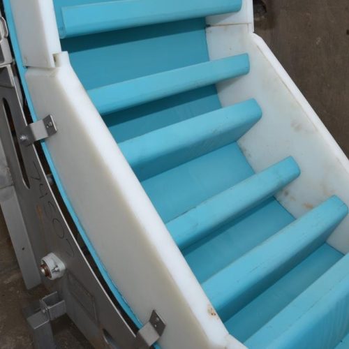 AC Horn S/S Frame 24 in W Rubber Belt Sanitary Scoop 19 Ft Discharge Incline Conveyor