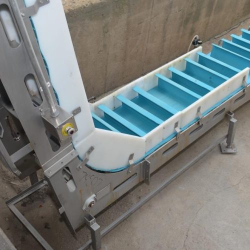 AC Horn S/S Frame 24 in W Rubber Belt Sanitary Scoop 19 Ft Discharge Incline Conveyor