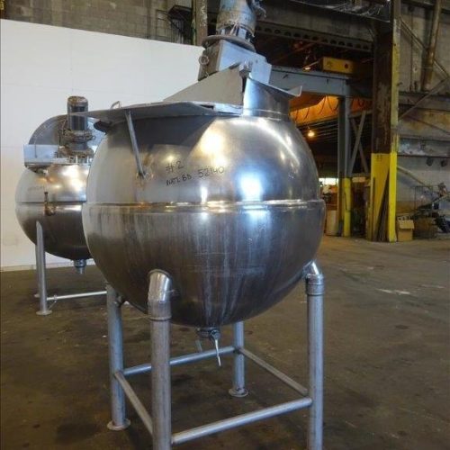 300 Gallon Groen INA300 S/S Spherical Jacketed Incline Scrape Agitated Kettle