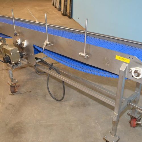 12 in W x 138 in L Plastic Interlocking Chain Bi-Directional Conveyor with S/S Frame