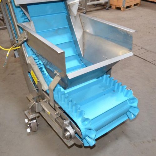 Sanitary Rubber Cleated Synchronized Side 17 in W x 13 Ft H Z-Shaped Incline Conveyor