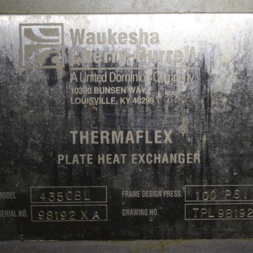 Cherry Burrell Thermaflex 388 Sq Ft S/S Plate and Frame Heat Exchanger