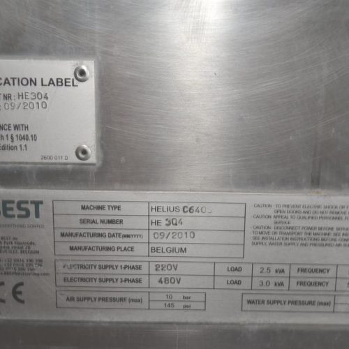 Best / Tomra Helius C640S Free Fall Optical Laser Color Sorter 2-4 Tons Per Hour Cap