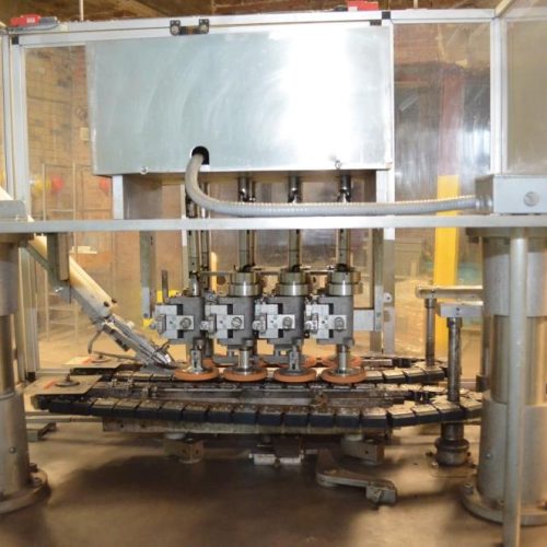 Resina Model NRU40 (8) Quill Inline Spindle Capper with Cap Orientor and Hopper