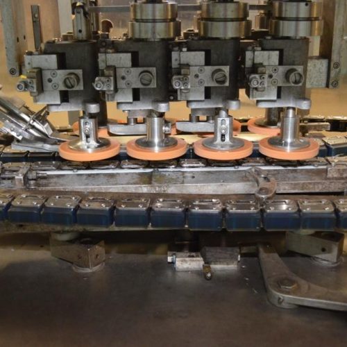 Resina Model NRU40 (8) Quill Inline Spindle Capper with Cap Orientor and Hopper