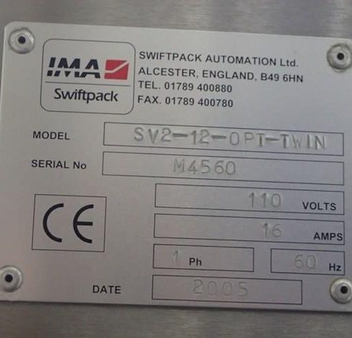 IMA Swiftpack Model SV12OPTTWIN 120 BPM Dual Head Pill Counter