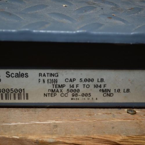 Fairbanks Model 3400 5,000 Pound Capacity 48 in x 48 in Platform Scale