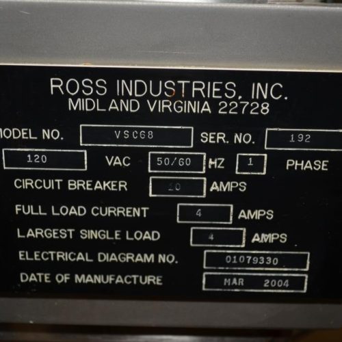 Ross Industries Model VSC68 6 in W x 95 in L Powered Vinyl Flat Belt Conveyor
