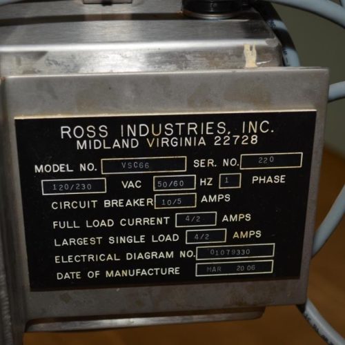 Ross Industries Model VSC66 6 in W x 75 in L Powered Vinyl Flat Belt Conveyor