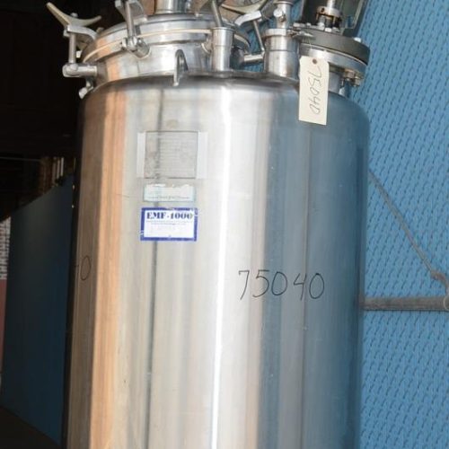 160 Gallon Letsch 316 S/S Vertical Prop Turbine Agitated Dished Heads Pressure Tank
