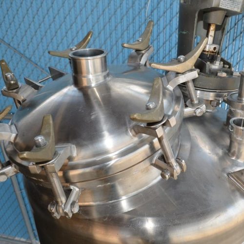 160 Gallon Letsch 316 S/S Vertical Prop Turbine Agitated Dished Heads Pressure Tank