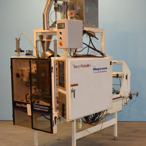 Hayssen 1216HR 60 ppm VFFS with Speedee Volumetric Filler and Registration and Coder