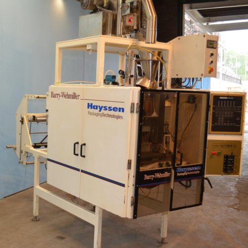 Hayssen 1216HR 60 ppm VFFS with Speedee Volumetric Filler and Registration and Coder