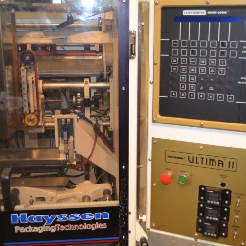 Hayssen 1216HR 60 ppm VFFS with Speedee Volumetric Filler and Registration and Coder