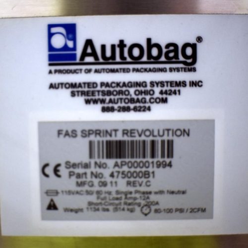 APS Model FAS Sprint Revolution S/S Horizontal Bagger with Zebra Print Apply Labeler