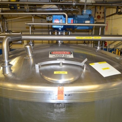6,000 Gallon Crepaco S/S Vertical Single Wall Sweep Agitated Tank