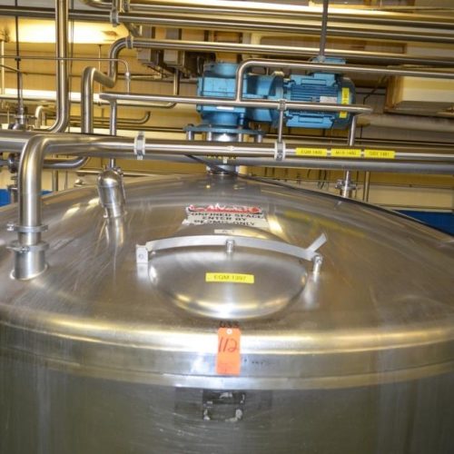 6,000 Gallon Crepaco S/S Vertical Single Wall Sweep Agitated Tank