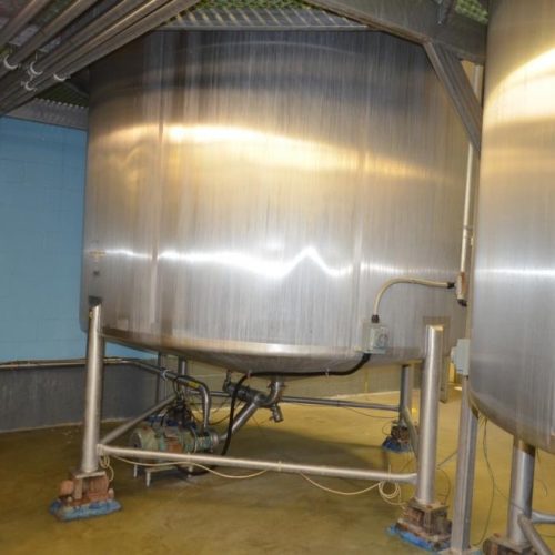 6,000 Gallon Crepaco S/S Vertical Single Wall Sweep Agitated Tank