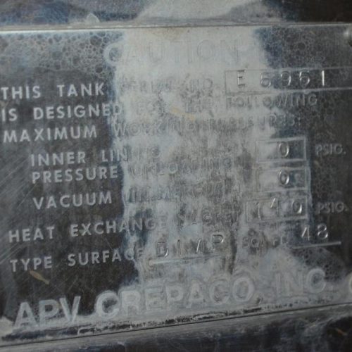 7,000 Gallon APV Crepaco S/S Vertical Ammonia Jacketed Agitated Silo with S/S Alcove