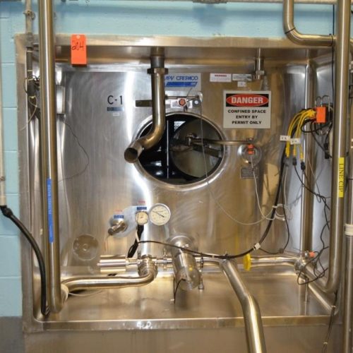 6,000 Gallon APV Crepaco S/S Vertical Ammonia Jacketed Agitated Silo with S/S Alcove