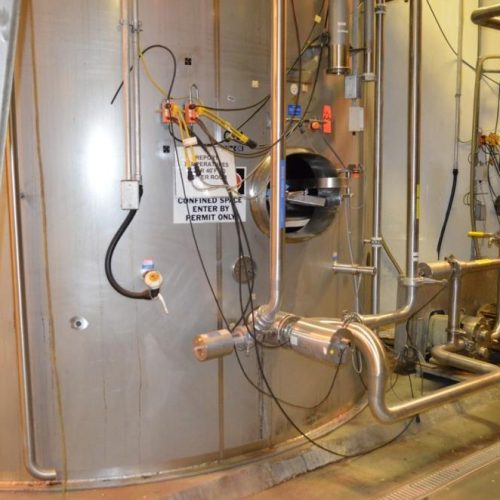 9,110 Gallon Mueller S/S Vertical Ammonia Jacketed Agitated Silo