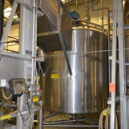 2,000 Gallon S/S Vertical Single Wall Sweep Agitated Tank