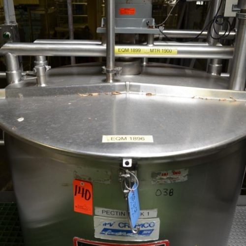 500 Gallon Crepaco S/S Vertical Single Wall Tank with High Shear Agitator