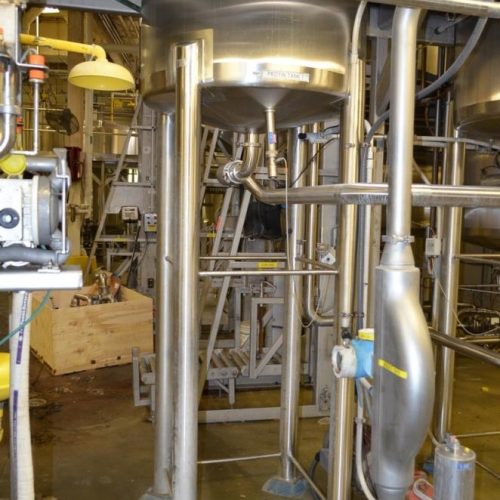 500 Gallon Crepaco S/S Vertical Single Wall Tank with High Shear Agitator