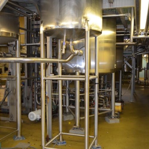 500 Gallon Crepaco S/S Vertical Single Wall Tank with High Shear Agitator