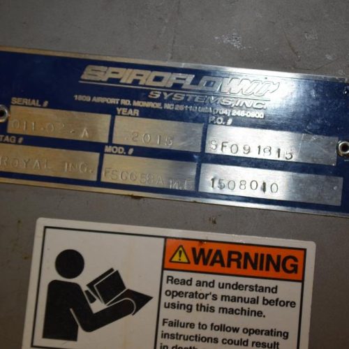 Spiroflow 6 in Dia x 196 in L Flexible 7.5 HP C/S Poly Screw Conveyor