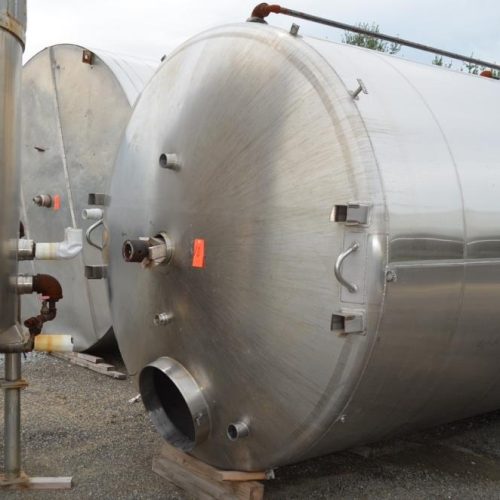 6,000 Gallon Feldmeier Vertical Dished Heads S/S Jacketed Sweep Agitated Tank