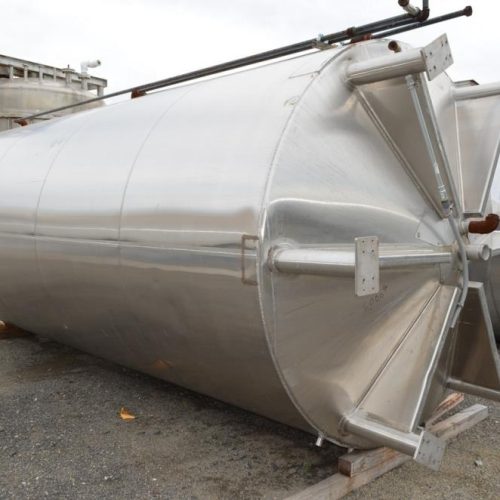 6,000 Gallon Feldmeier Vertical Dished Heads S/S Jacketed Sweep Agitated Tank