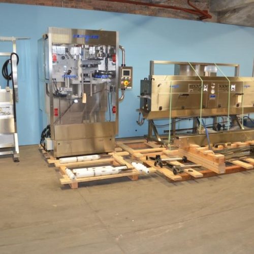 NAFM Model LX350SSCE S/S Full Body 500 CPM Sleeve Labeler w/ Steam Shrink Tunnel