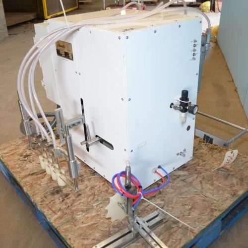 Filamatic Model DAB100 (4) Head Bench Top Inline Piston Filler with 12 Pumps