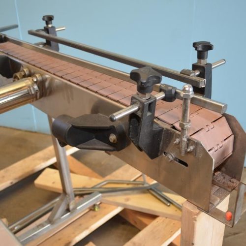 Tandem 4 1/2 in W Delrin Tabletop Chain Infeed and Discharge Conveyors