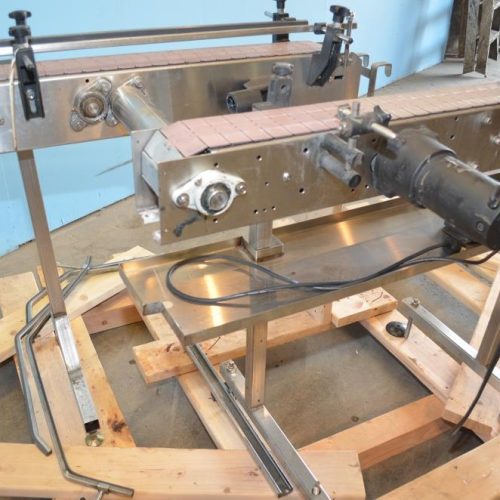 Tandem 4 1/2 in W Delrin Tabletop Chain Infeed and Discharge Conveyors