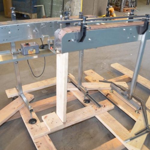 Tandem 4 1/2 in W Delrin Tabletop Chain Infeed and Discharge Conveyors