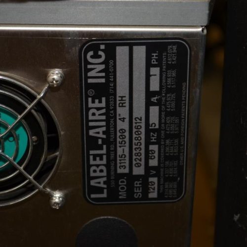 Label Aire Model 31151500 Front and Back Pressure Sensitive Labeler