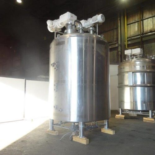 3,000 Gallon DCI 316 S/S Vertical Jacketed Twin Agitated Reactor