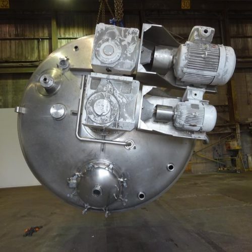3,000 Gallon DCI 316 S/S Vertical Jacketed Twin Agitated Reactor