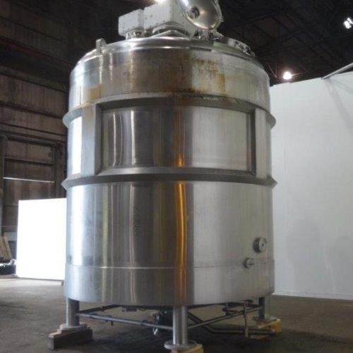 4,000 Gallon DCI 316 S/S Vertical Jacketed Twin Agitated Reactor