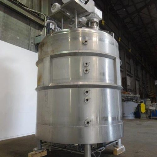 4,000 Gallon DCI 316 S/S Vertical Jacketed Twin Agitated Reactor