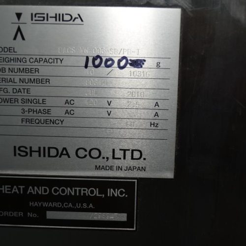 Ishida Model DACSWN003SBPBI 1,000 Gram Max Capacity S/S Checkweigher