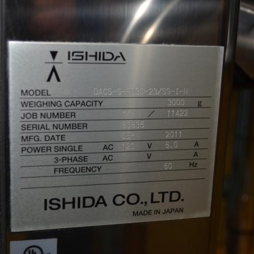 Ishida Model DACSGF03023SSIH, 3,000 Gram, 340 PPM S/S Checkweigher