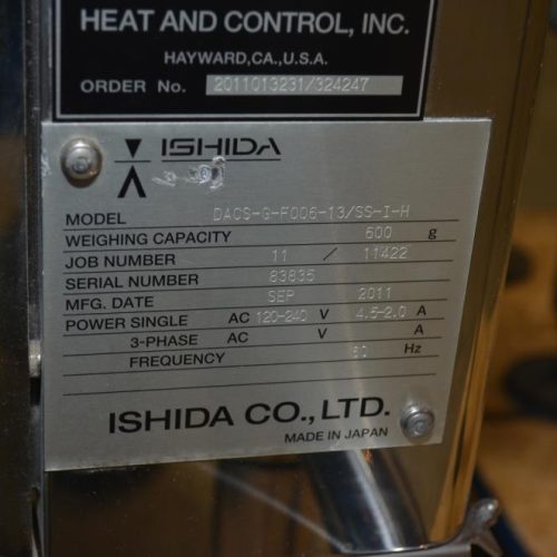 Ishida Model DACSGF03023SSIH, 3,000 Gram, 340 PPM S/S Checkweigher