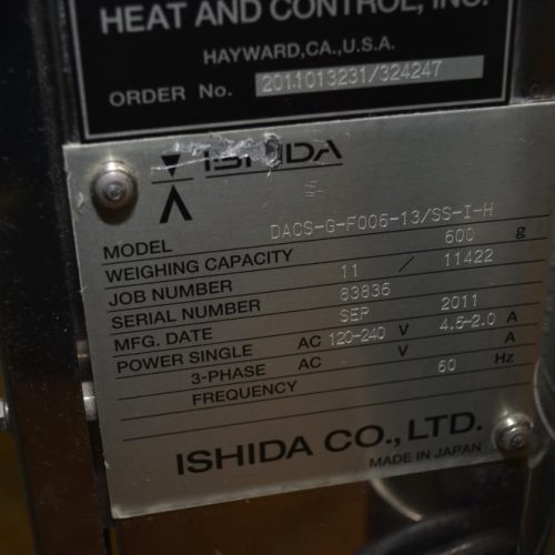 Ishida Model DACSGF03023SSIH, 3,000 Gram, 340 PPM, S/S Checkweigher